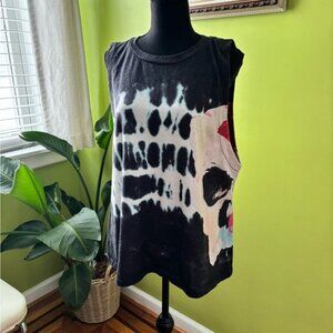 Luukse Trendy Black and White Tie-Dye Women's Muscle Tee